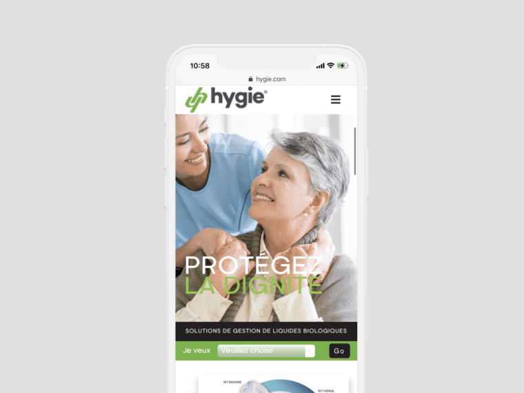 Hygie website view on cell phone