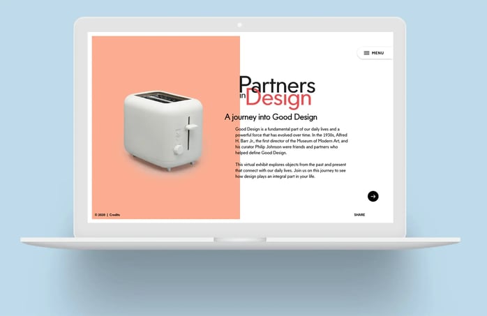 View of "Partners in Design" website on a laptop