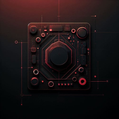 minimalist dark red and black image with technology vibes