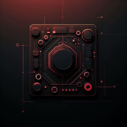 minimalist dark red and black image with technology vibes