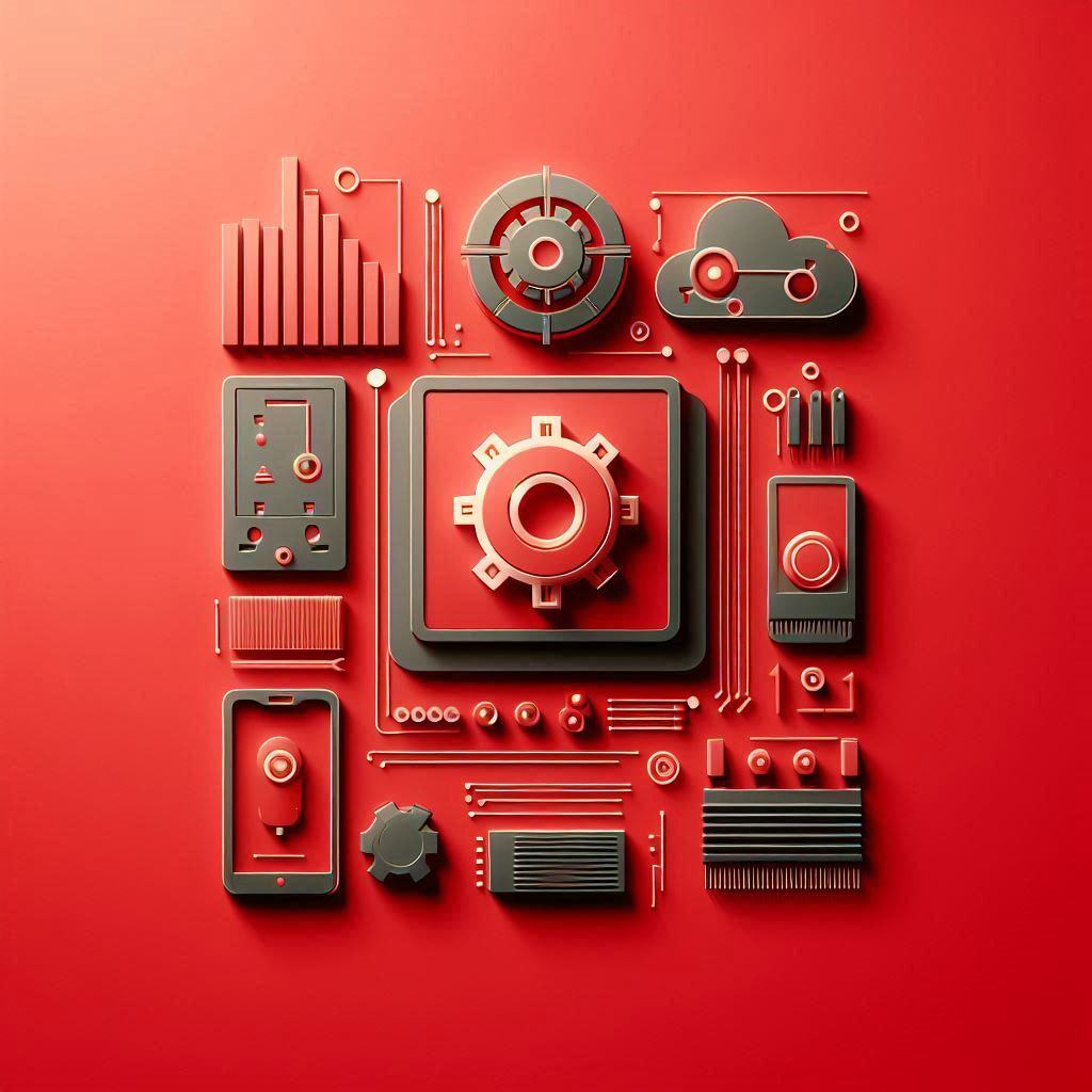 minimalist technological red simple image without professional writing