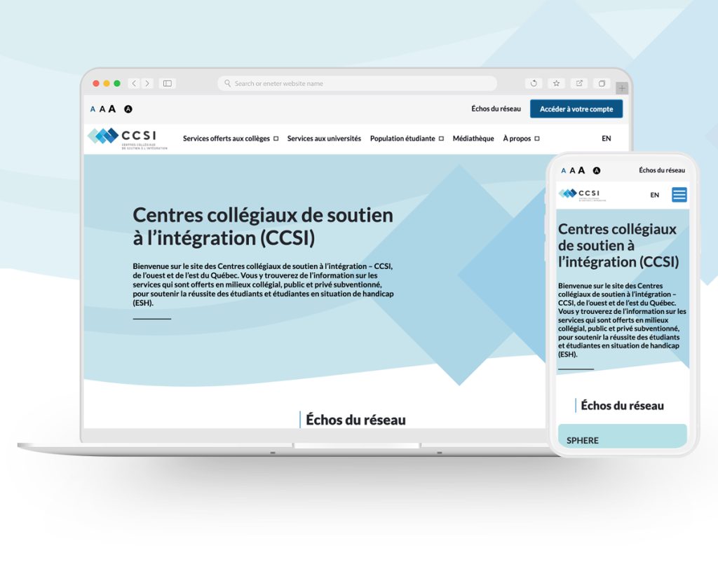 View of the CCSI website, on a computer and a cell phone